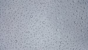 Condensation on a grey glass surface