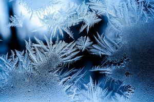 Frost build-up photographed against deep blue